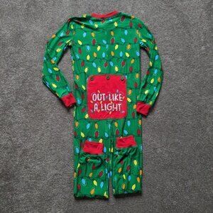 Christmas family jammies one piece Christmas light print PJ youth size Small